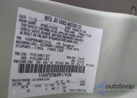 2011 Ford Focus S from USA, damaged, VIN 1FAHP3EN6BW174536